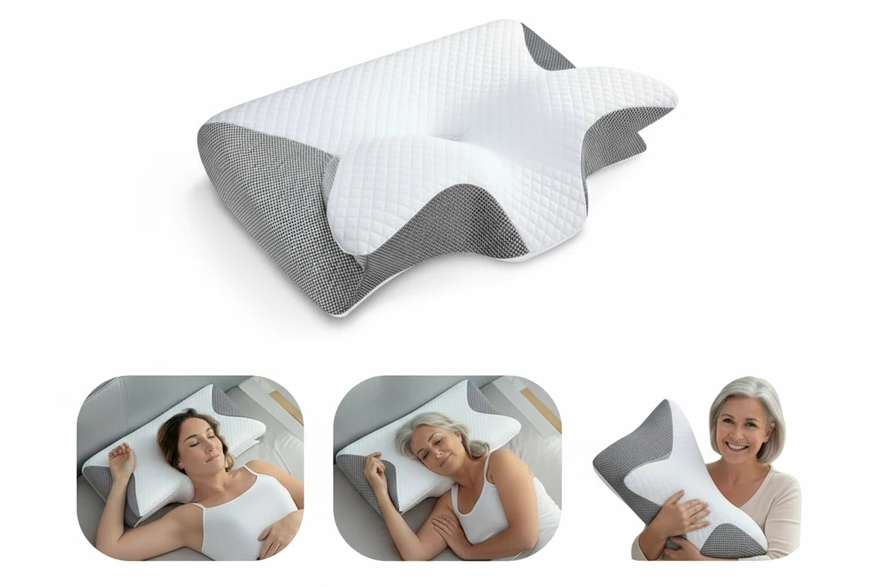 1pc Memory Foam Cervical Pillow, 2 in 1 Ergonomic Contour Orthopedic Pillow for Neck Pain, Contoured Support Pillows,Neck Pillow