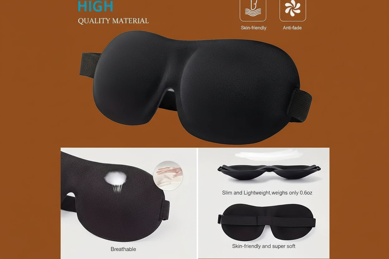 3D Contoured Sleep Mask Unisex Light Blocking Soft Eye Patch Breathable Skin-Friendly Sleeping Eye Mask For Nap Travel Yoga