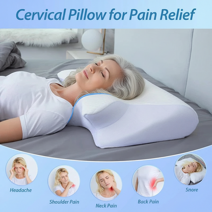 1pc Memory Foam Cervical Pillow, 2 in 1 Ergonomic Contour Orthopedic Pillow for Neck Pain, Contoured Support Pillows,Neck Pillow